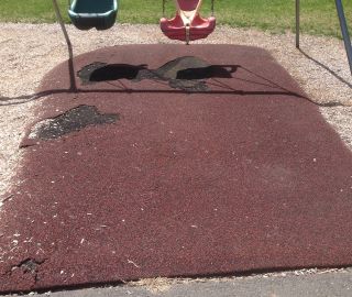 Damage can occur underneath swings due to high traffic. To avoid this, use our playground maintenance products.