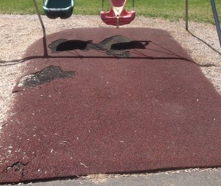 Damage can occur underneath swings due to high traffic. To avoid this, use our playground maintenance products.