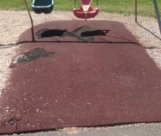 Damage can occur underneath swings due to high traffic. To avoid this, use our playground maintenance products.