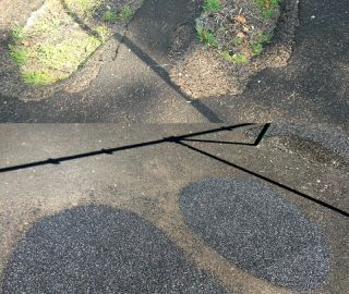 Before and after DIY playground surface repair.