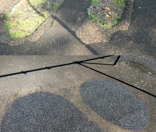 Before and after DIY playground surface repair.