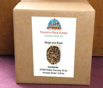 Beige and Black jumbo patch kit - $390 Repair kit for commercial playground surfacing - beige and black colored EPDM rubber granules