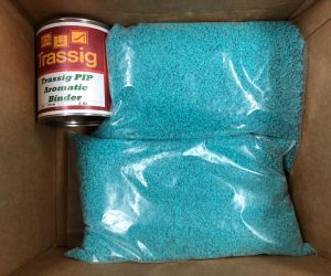 Teal EPDM Poured in Place Rubber Repair Patch Kit for Commercial Playground Wear Layer Surfacing Damage