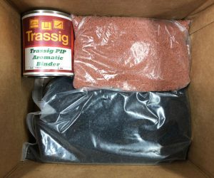 Terracotta and Black EPDM Poured in Place Rubber Repair Patch Kit for Commercial Playground Wear Layer Surfacing Damage