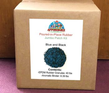 Commercial playground surfacing repair kit - blue and black EPDM rubber granules