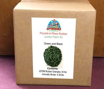 Green and Black jumbo patch kit - $390 Commercial playground surfacing repair kit - green and black EPDM rubber granules