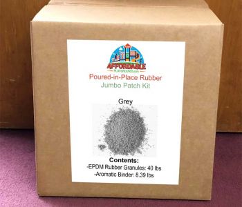 Gray jumbo patch kit - $420 poured in place rubber EPDM granules in gray coloring for repairing playground surfacing