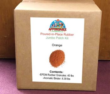 Orange jumbo patch kit - $420 Poured in place rubber repair for large fixes on commercial rubber playground surfaces
